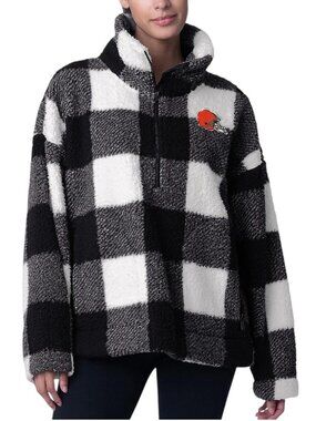 NFL Cleveland Browns G-III 4Her XXL Buffalo Plaid Half Zip Long Sleeve NEW